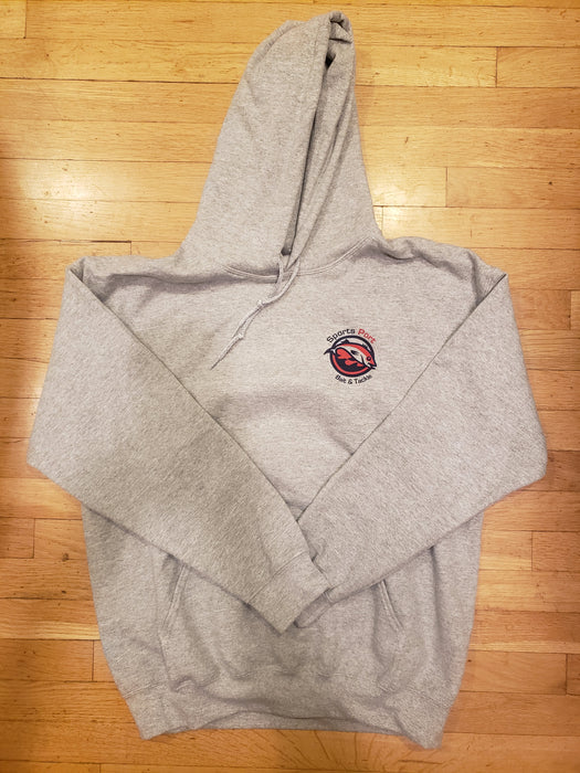 HOODY Grey, SPORTS PORT w- Red-Navy logo